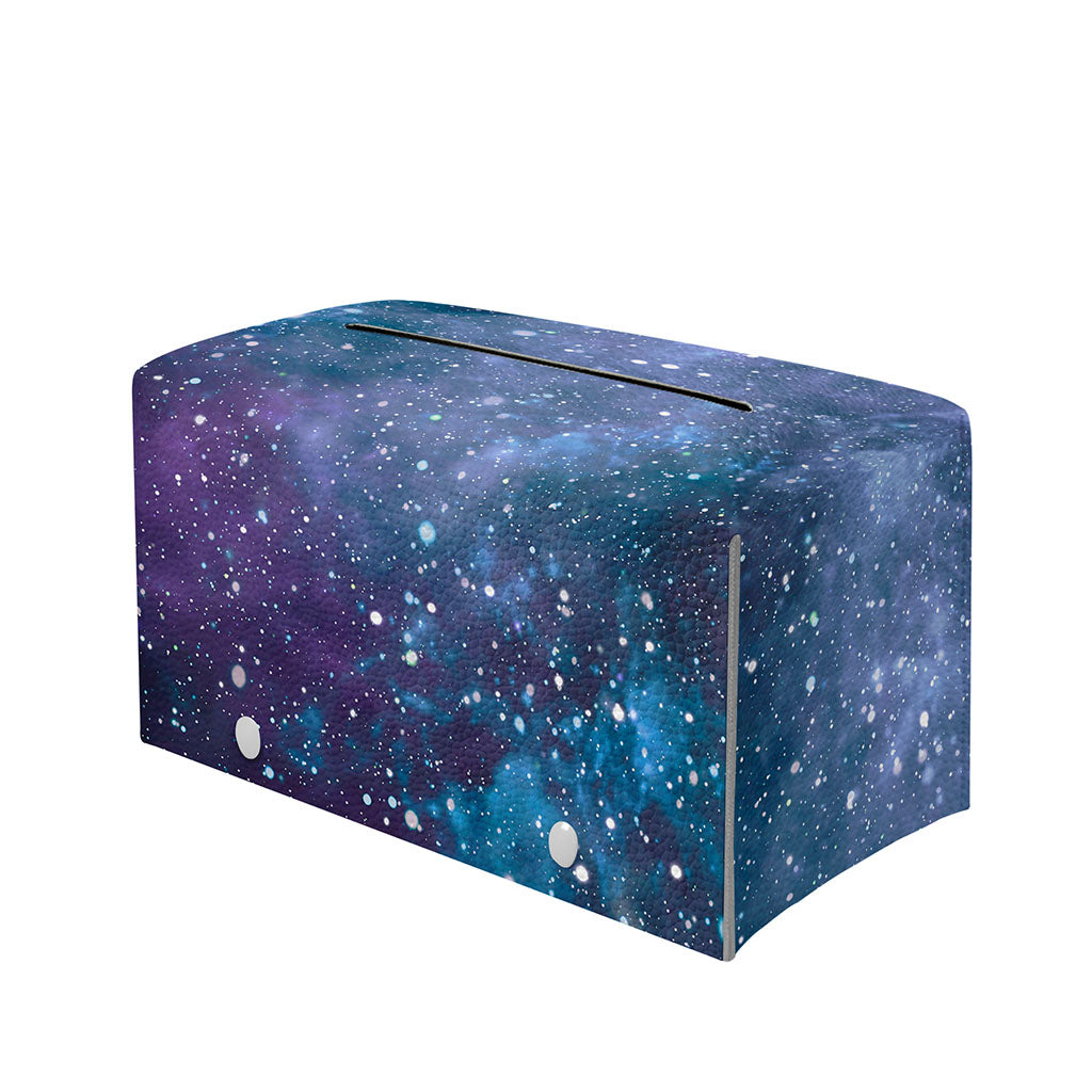 Blue Cloud Starfield Galaxy Space Print Leather Tissue Box Cover