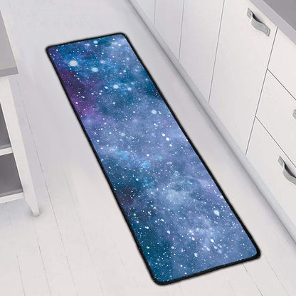 Blue Cloud Starfield Galaxy Space Print Long Kitchen Mat