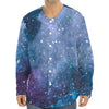 Blue Cloud Starfield Galaxy Space Print Long Sleeve Baseball Jersey