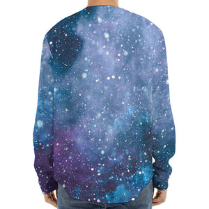 Blue Cloud Starfield Galaxy Space Print Long Sleeve Baseball Jersey