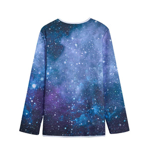 Blue Cloud Starfield Galaxy Space Print Long Sleeve Short Coat