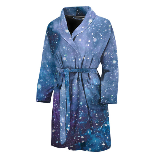 Blue Cloud Starfield Galaxy Space Print Men's Bathrobe