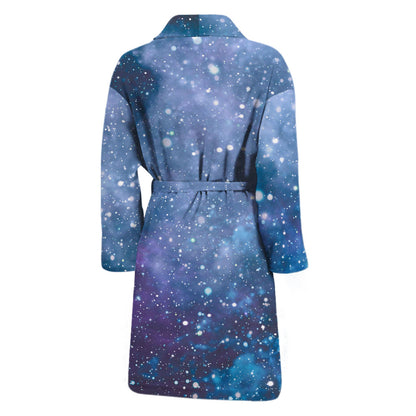 Blue Cloud Starfield Galaxy Space Print Men's Bathrobe