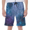 Blue Cloud Starfield Galaxy Space Print Men's Beach Shorts