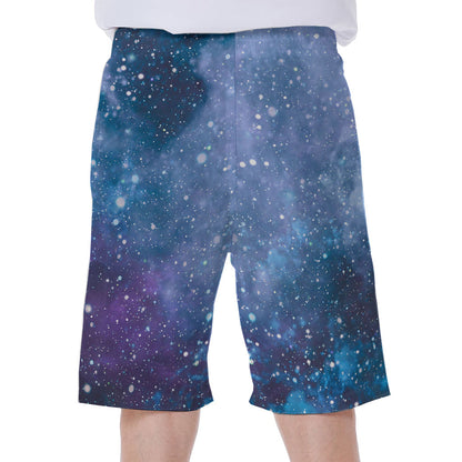 Blue Cloud Starfield Galaxy Space Print Men's Beach Shorts