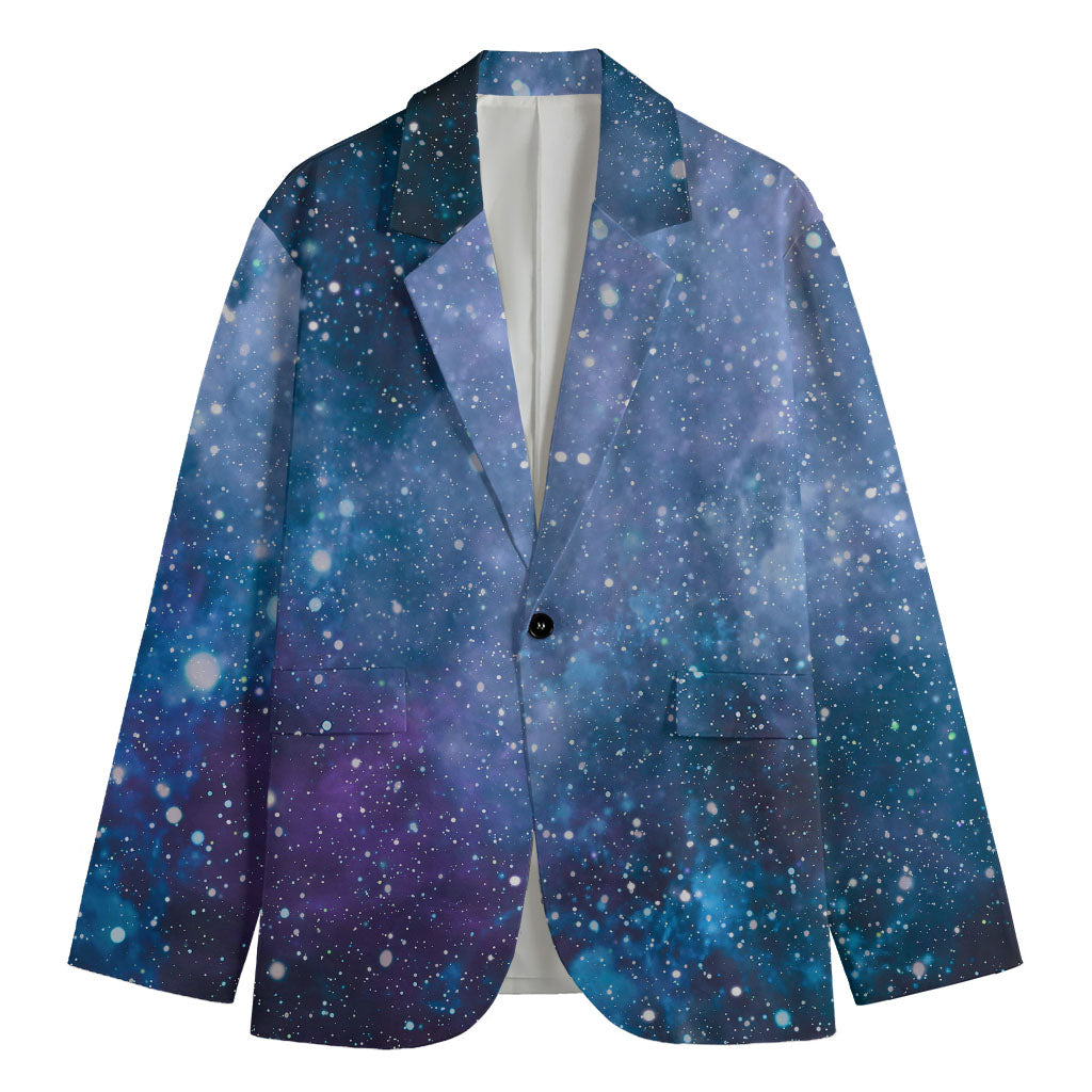 Blue Cloud Starfield Galaxy Space Print Men's Blazer