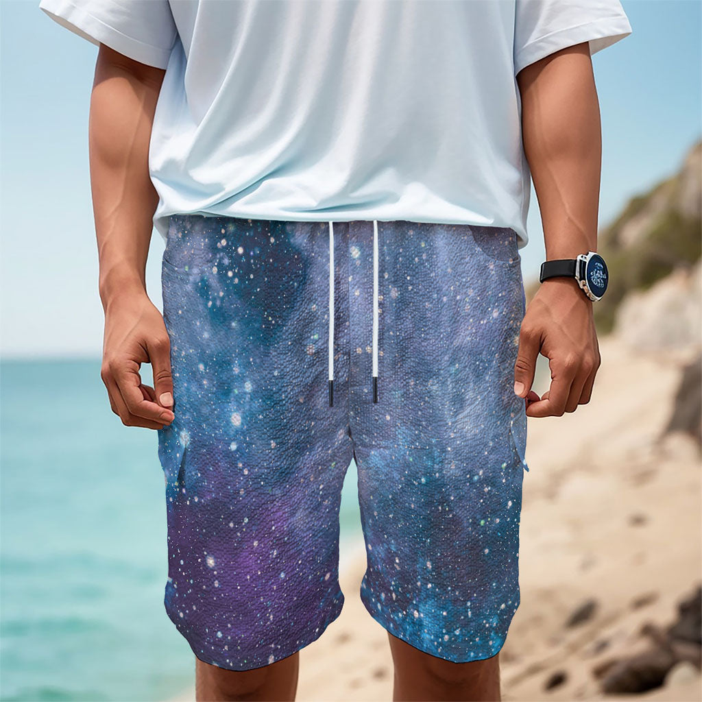 Blue Cloud Starfield Galaxy Space Print Men's Cargo Shorts