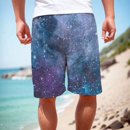 Blue Cloud Starfield Galaxy Space Print Men's Cargo Shorts