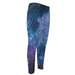 Blue Cloud Starfield Galaxy Space Print Men's Compression Pants