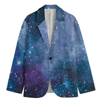 Blue Cloud Starfield Galaxy Space Print Men's Cotton Blazer