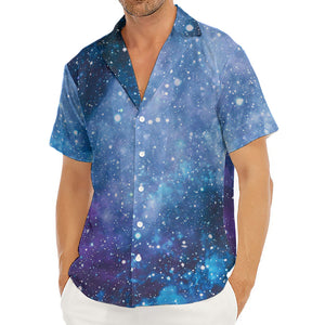 Blue Cloud Starfield Galaxy Space Print Men's Deep V-Neck Shirt