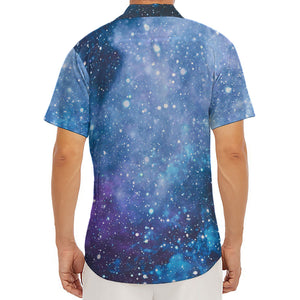 Blue Cloud Starfield Galaxy Space Print Men's Deep V-Neck Shirt