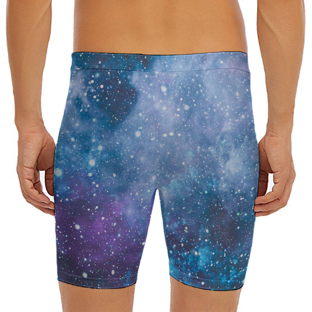Blue Cloud Starfield Galaxy Space Print Men's Long Boxer Briefs