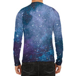 Blue Cloud Starfield Galaxy Space Print Men's Long Sleeve Rash Guard