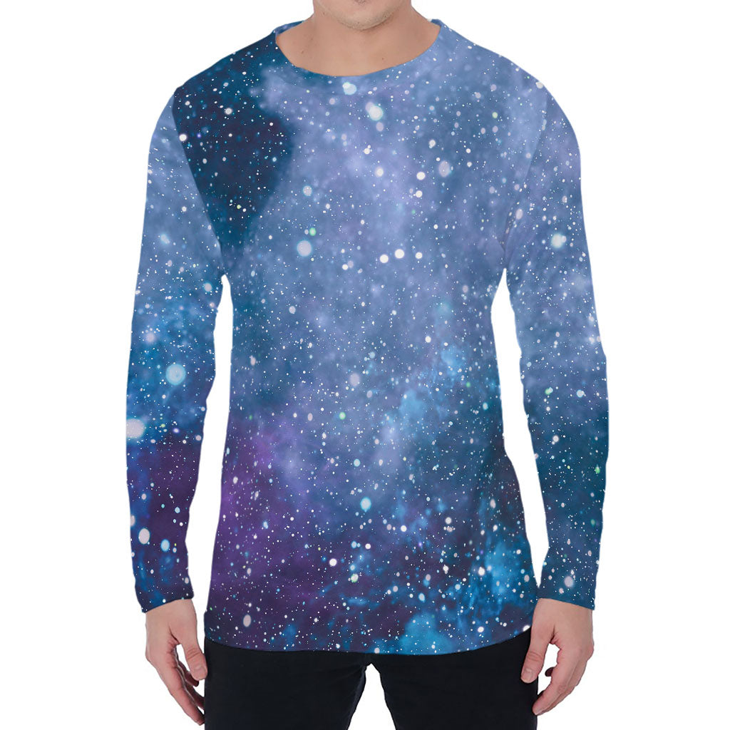 Blue Cloud Starfield Galaxy Space Print Men's Long Sleeve T-Shirt