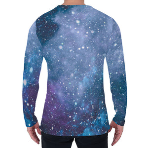 Blue Cloud Starfield Galaxy Space Print Men's Long Sleeve T-Shirt