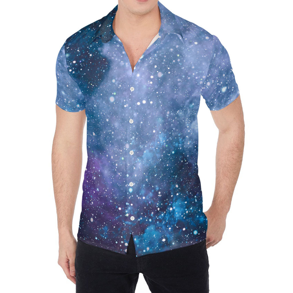 Blue Cloud Starfield Galaxy Space Print Men's Shirt