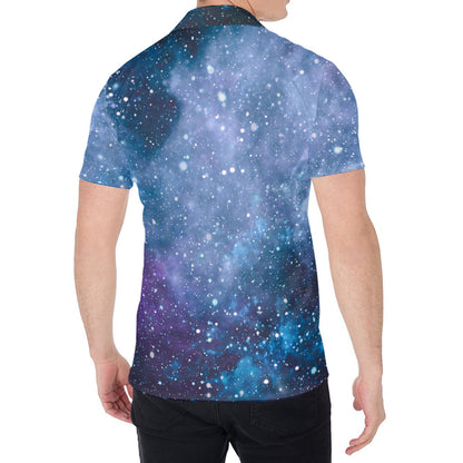 Blue Cloud Starfield Galaxy Space Print Men's Shirt