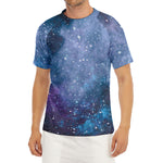 Blue Cloud Starfield Galaxy Space Print Men's Short Sleeve Rash Guard