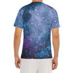 Blue Cloud Starfield Galaxy Space Print Men's Short Sleeve Rash Guard