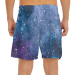Blue Cloud Starfield Galaxy Space Print Men's Split Running Shorts