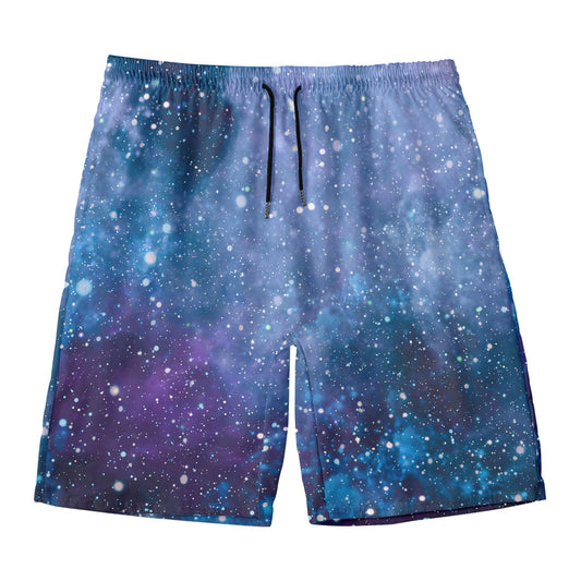 Blue Cloud Starfield Galaxy Space Print Men's Swim Trunks