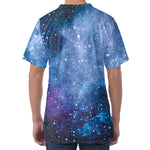 Blue Cloud Starfield Galaxy Space Print Men's Velvet T-Shirt