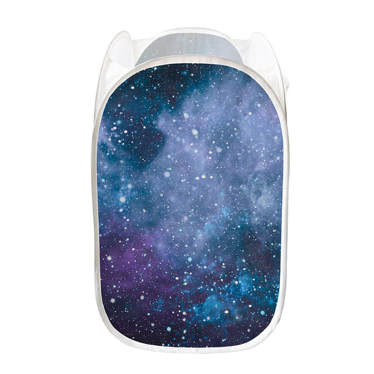 Blue Cloud Starfield Galaxy Space Print Mesh Laundry Hamper