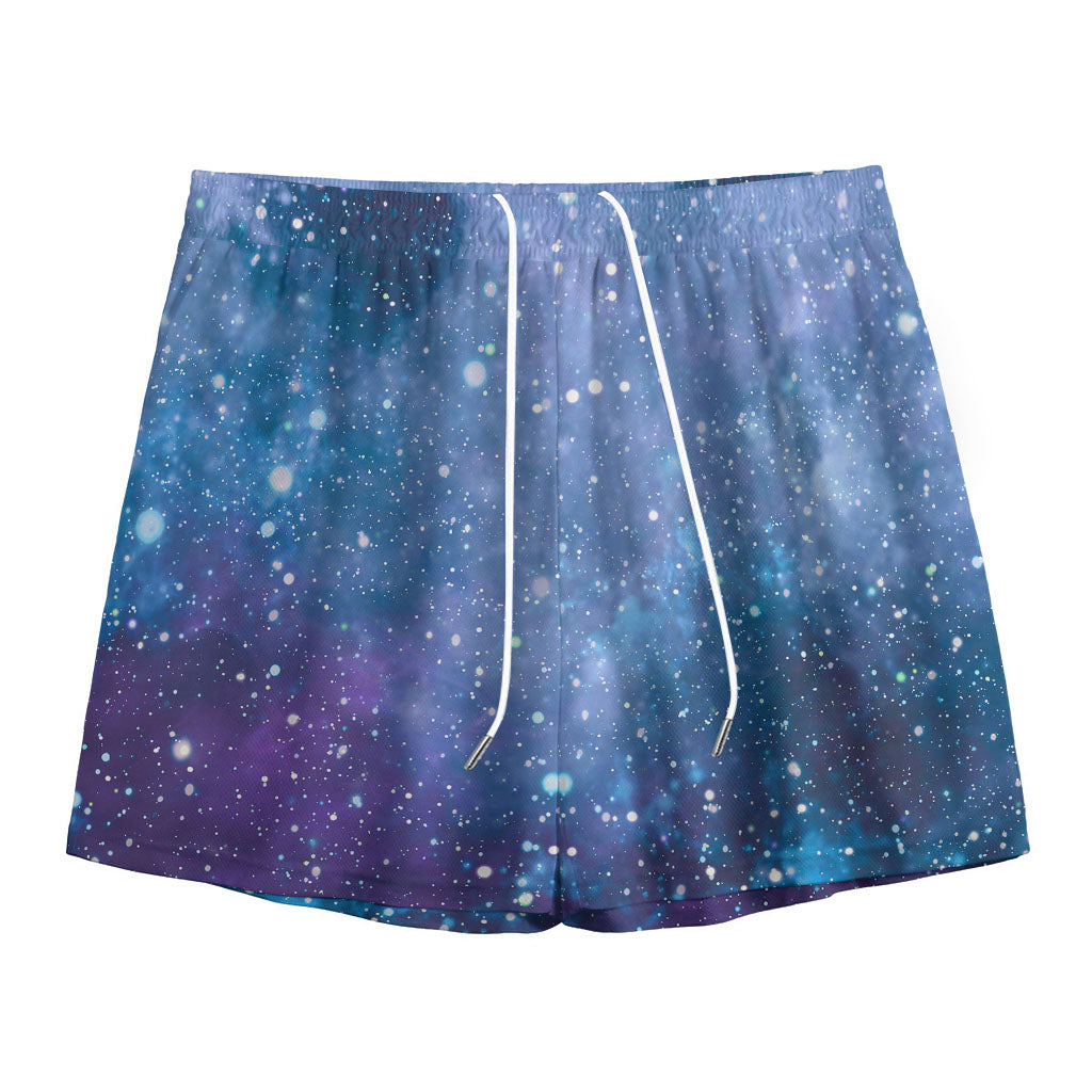 Blue Cloud Starfield Galaxy Space Print Mesh Shorts
