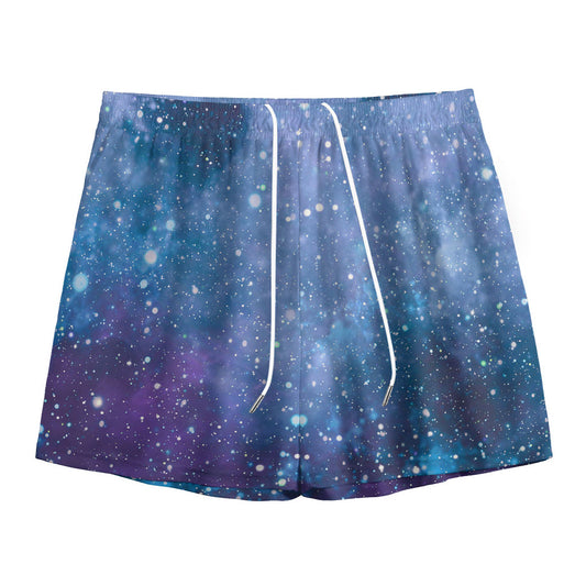 Blue Cloud Starfield Galaxy Space Print Mesh Shorts