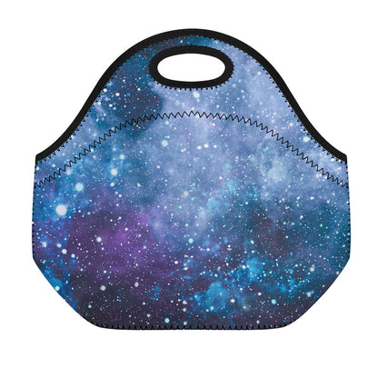 Blue Cloud Starfield Galaxy Space Print Neoprene Lunch Bag