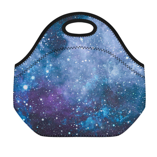 Blue Cloud Starfield Galaxy Space Print Neoprene Lunch Bag