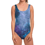 Blue Cloud Starfield Galaxy Space Print One Piece Swimsuit