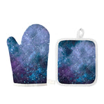 Blue Cloud Starfield Galaxy Space Print Oven Mitt And Pot Holder Set