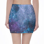 Blue Cloud Starfield Galaxy Space Print Pencil Mini Skirt