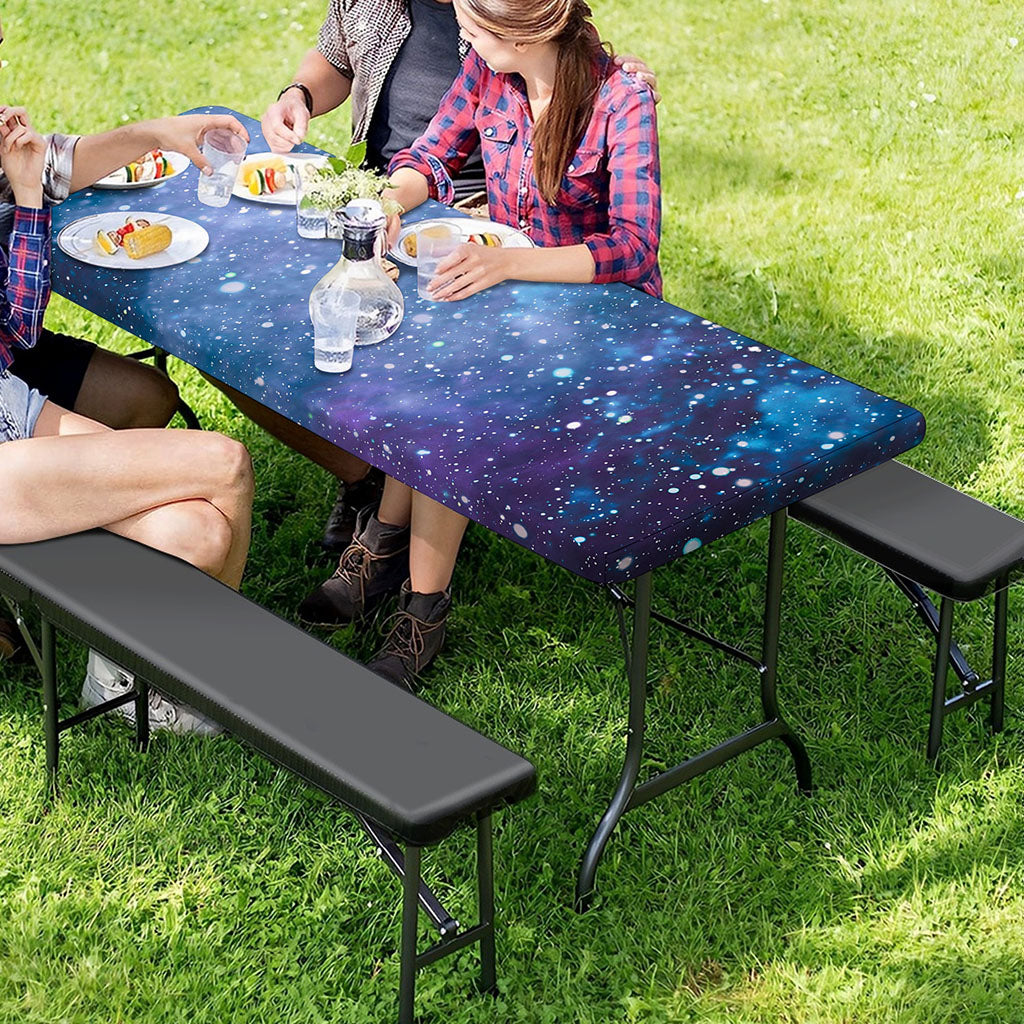 Blue Cloud Starfield Galaxy Space Print Picnic Table Cover