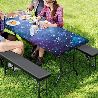 Blue Cloud Starfield Galaxy Space Print Picnic Table Cover