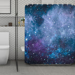 Blue Cloud Starfield Galaxy Space Print Polyester Shower Curtain