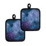 Blue Cloud Starfield Galaxy Space Print Pot Holders