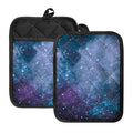 Blue Cloud Starfield Galaxy Space Print Pot Holders With Pocket