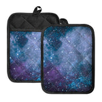 Blue Cloud Starfield Galaxy Space Print Pot Holders With Pocket