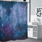 Blue Cloud Starfield Galaxy Space Print Premium Shower Curtain