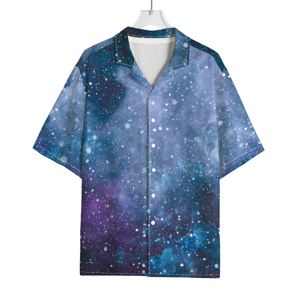 Blue Cloud Starfield Galaxy Space Print Rayon Hawaiian Shirt