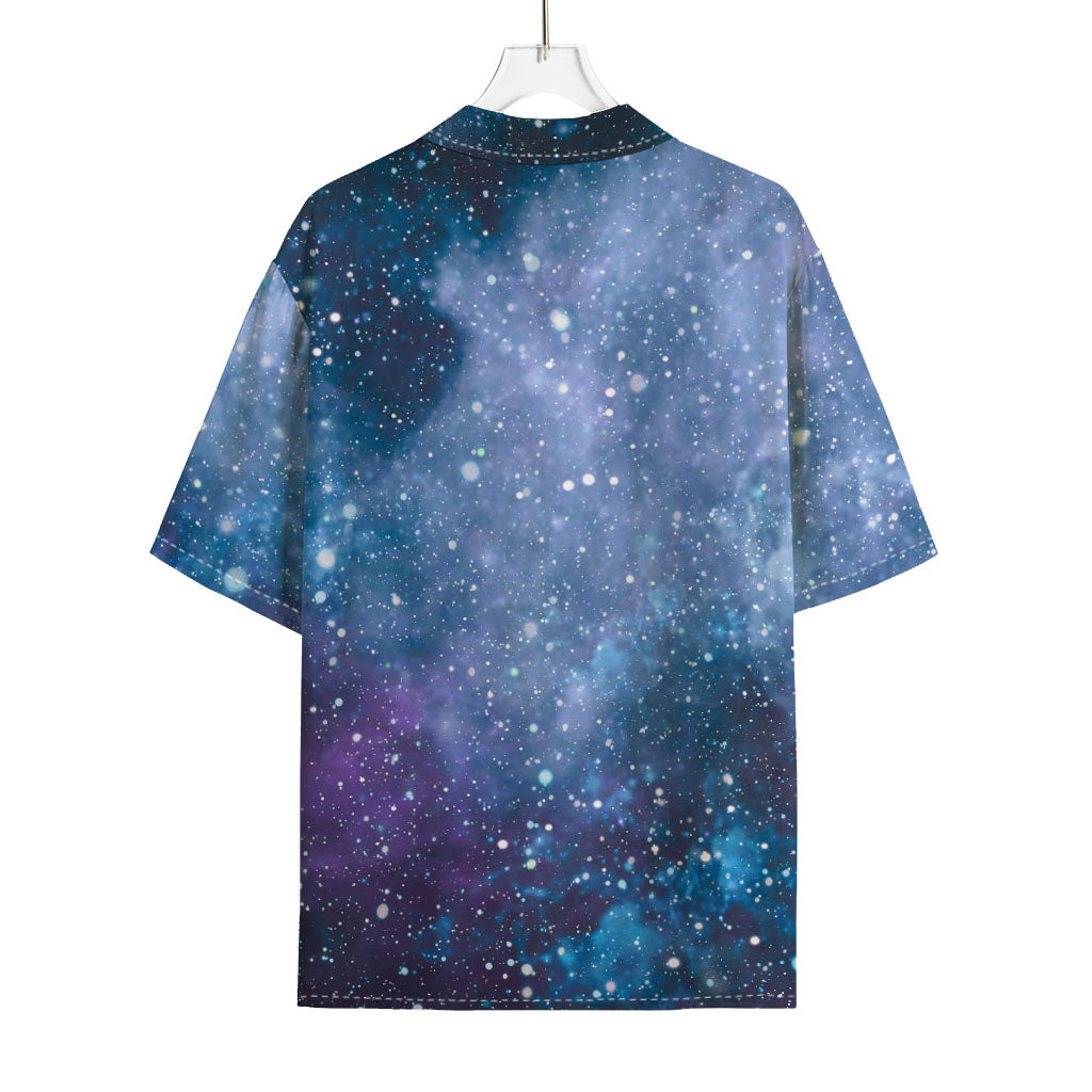 Blue Cloud Starfield Galaxy Space Print Rayon Hawaiian Shirt