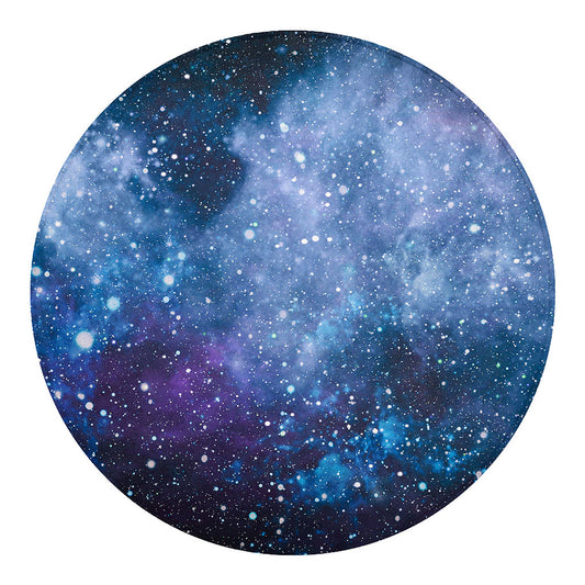 Blue Cloud Starfield Galaxy Space Print Round Blanket