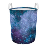 Blue Cloud Starfield Galaxy Space Print Round Laundry Basket