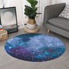 Blue Cloud Starfield Galaxy Space Print Round Rug