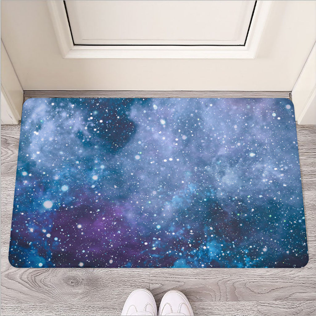 Blue Cloud Starfield Galaxy Space Print Rubber Doormat