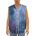 Blue Cloud Starfield Galaxy Space Print Sleeveless Baseball Jersey