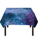 Blue Cloud Starfield Galaxy Space Print Tablecloth